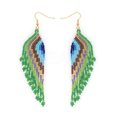 Bohemian Handmade Glass Seed Beads Tassel Dangle Earrings CB9270-3-1