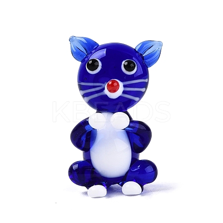 Handmade Lampwork Cat Figurine Display Decorations LAMP-N034-26B-1