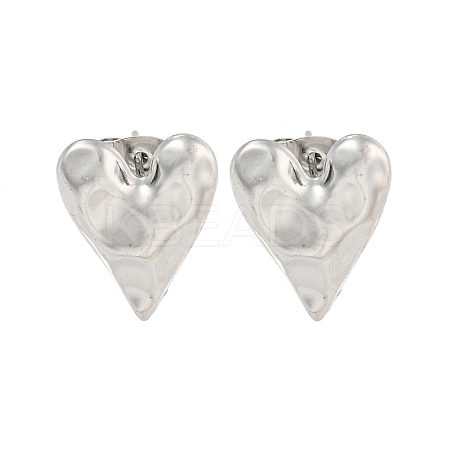 Non-Tarnish Heart 304 Stainless Steel Ear Studs EJEW-L290-025P-1