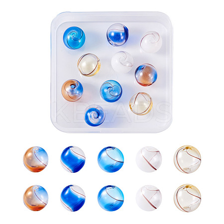 10Pcs 5 Colors Transparent Handmade Blown Glass Globe Beads GLAA-PJ0001-04-1