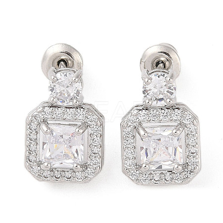 Rack Plating Brass Micro Pave Cubic Zirconia Stud Earrings EJEW-I304-11P-08-1