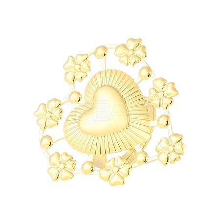 Heart 304 Stainless Steel Adjustable Rings for Women RJEW-H234-03G-1