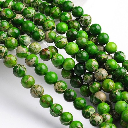 Dyed Natural Imperial Jasper Round Bead Strands G-M274-02-8mm-1