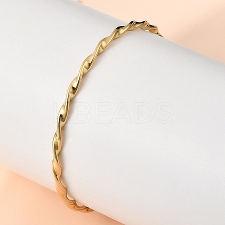 Twisted Rope 304 Stainless Steel Bangles for Women BJEW-D408-07G-1