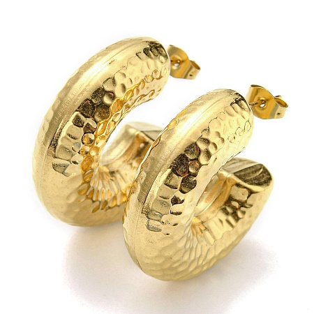 Ion Plating(IP) 316 Surgical Stainless Steel Hammered Stud Earrings for Women EJEW-C053-03G-1