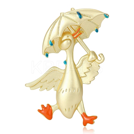 Duck Holding Umbrella Enamel Pins JEWB-B035-02MG-1