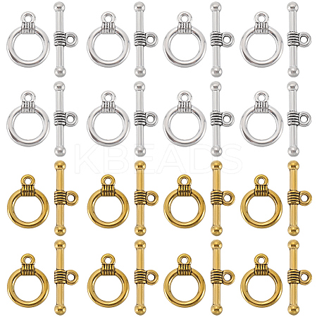 140Pcs 2 Colors Tibetan Style Alloy Toggle Clasps FIND-SP0001-22-1