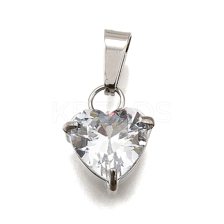 304 Stainless Steel Micro Pave Cubic Zirconia Pendants LS-STAS-B086-13P-04-1
