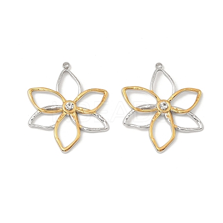 304 Stainless Steel Rhinestone Pendants STAS-T068-70GP-1