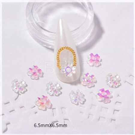 Resin 4-petals Flower Nail Art Charms MRMJ-WH0079-20-1