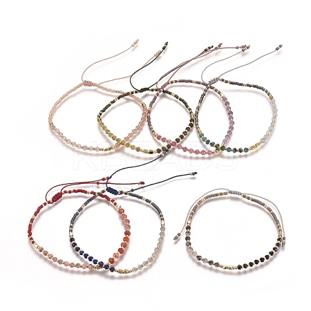 Adjustable Natural Gemstone Braided Bead Bracelets BJEW-L669-B-1