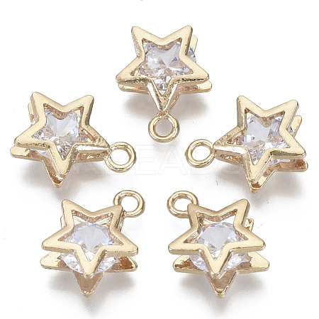 Brass Micro Cubic Zirconia Charms KK-N235-034A-1