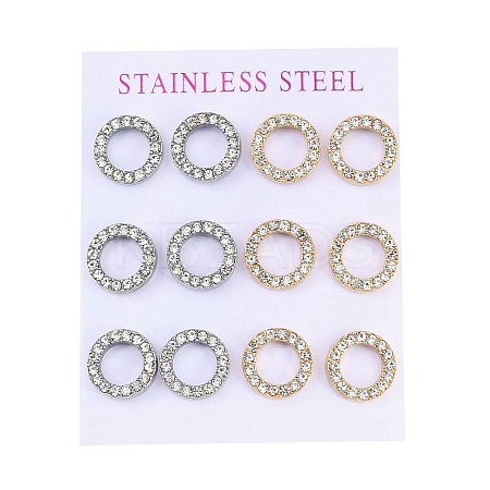 PVD Vacuum Plating 304 Stainless Steel Stud Earrings EJEW-C099-09-04-1