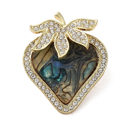 Strawberry Crystal Rhinestone & Acrylic Brooch JEWB-G040-01G-1
