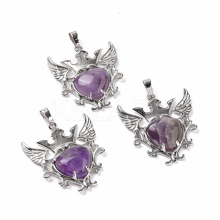 Natural Amethyst Pendants G-P496-04P-14-1