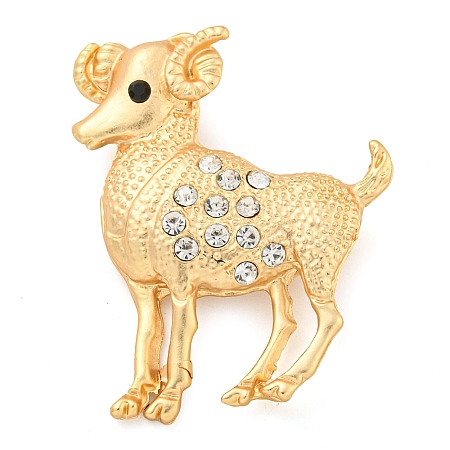 Golden Zinc Alloy with Rhinestone Brooches LS-JEWB-B018-03G-01-1