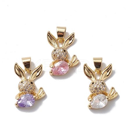 Rack Plating Brass Cubic Zirconia Charms KK-E003-36G-1