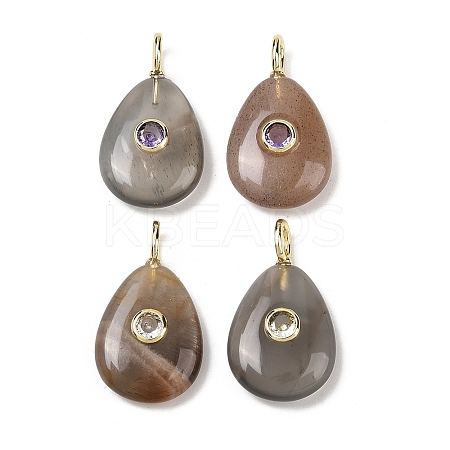 Natural Black Moonstone Pendants G-H322-01G-08-1