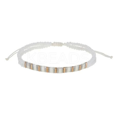 Bohemian Style Glass Seed Bead & Plastic Braided Bead Bracelets QF8968-2-1