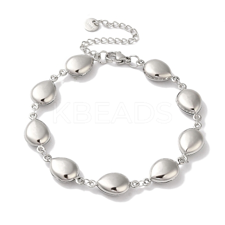 Non-Tarnish 304 Stainless Steel Teardrop Link Chain Bracelets for Women BJEW-I315-07P-1