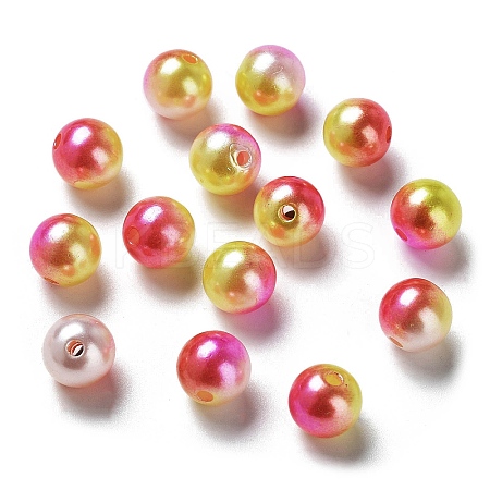 Rainbow ABS Plastic Imitation Pearl Beads OACR-Q174-3mm-17-1