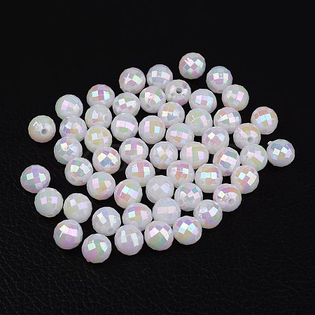 Faceted Colorful Eco-Friendly Poly Styrene Acrylic Round Beads LS-SACR-K001-8mm-78-1
