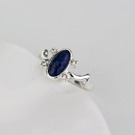 Alloy with Natural Lapis Lazuli Finger Rings FS-WGF3EDB-07-1