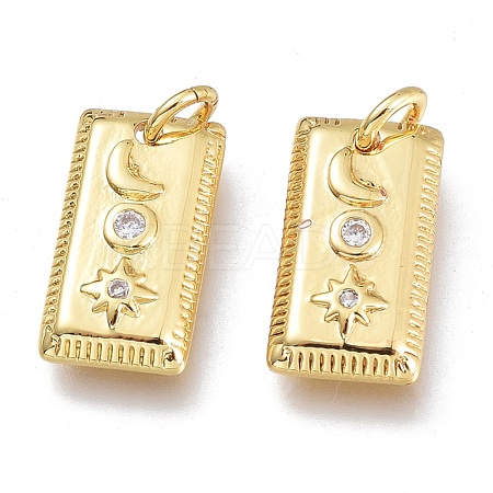 Brass Micro Pave Clear Cubic Zirconia Charms X-KK-M206-23G-1