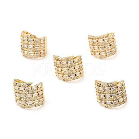 Clear Cubic Zirconia Chunky Open Cuff Rings RJEW-G255-02G-1