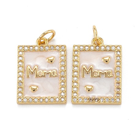 Mother's Day Brass Micro Pave Clear Cubic Zirconia Pendants X-ZIRC-A020-17G-1