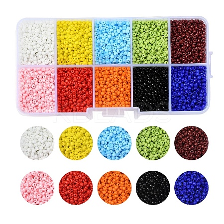 8000Pcs 10 Colors 12/0 Glass Seed Beads SEED-YW0001-33A-1