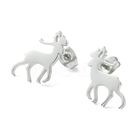 Non-Tarnish Cute Little Animal Theme 304 Stainless Steel Stud Earrings LS-EJEW-B041-03F-P-1