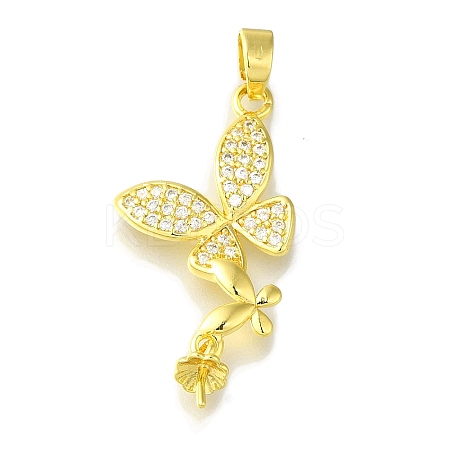 Rack Plating Brass Micro Pave Clear Cubic Zirconia Pendant KK-H485-34G-1