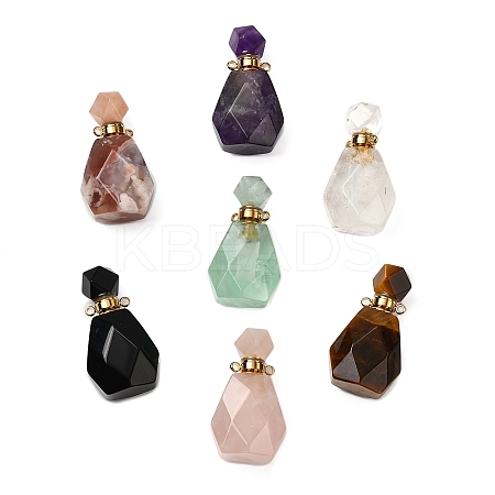 Natural Mixed Gemstone Perfume Bottle Pendants G-B149-02G-1