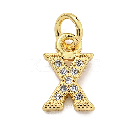 Initial Letter Brass with Cubic Zirconia Charms KK-Q814-26X-G-1