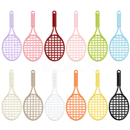 12Pcs 12 Colors Baking Paint Alloy Big Pendants FIND-SC0023-32-1
