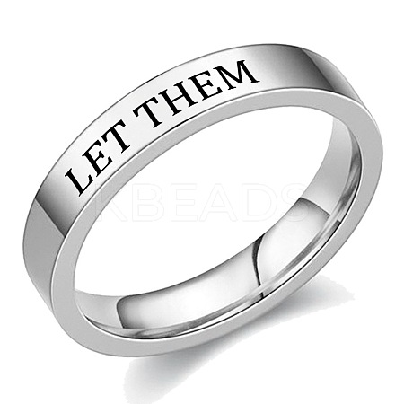 Word Let Them 201 Stainless Steel Finger Rings FS-WGDEB2A-03-1