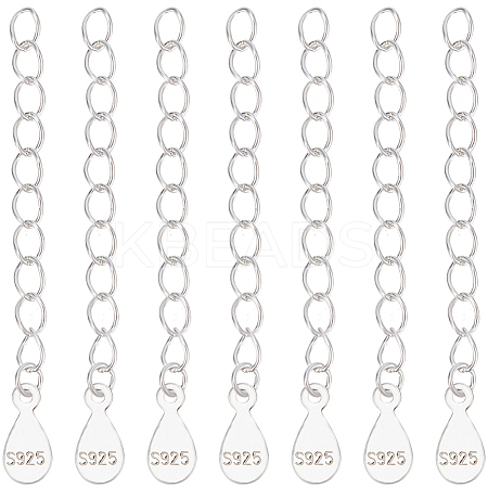 Beebeecraft 10Pcs 925 Sterling Silver Curb Chain Extender STER-BBC0006-11-1