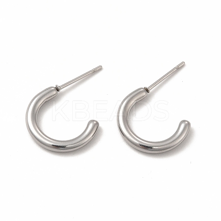 Non-Tarnish 304 Stainless Steel Ring Stud Earrings EJEW-C004-12C-P-1