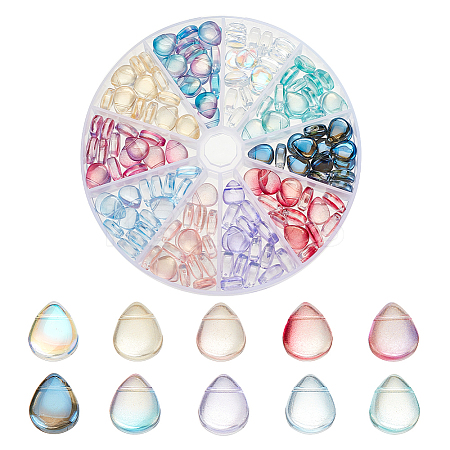 150Pcs 10 Colors Transparent Spray Painted Glass Beads GLAA-HY0001-15-1