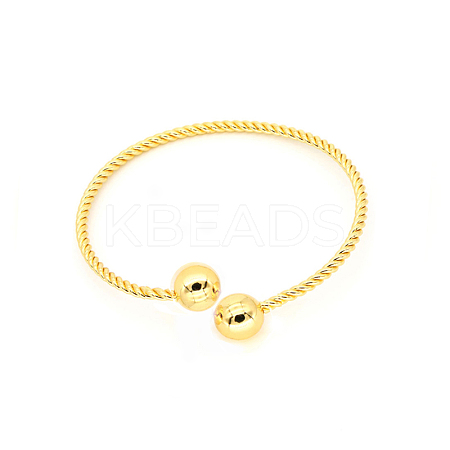 Classic Rack Plating Brass Bead Bangles BJEW-E071-11G-1