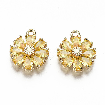 Real 18K Gold Plated Brass Micro Pave Cubic Zirconia Pendants X-KK-S360-043D-NF-1