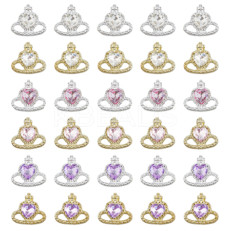 30Pcs 6 Colors Alloy Rhinestone Cabochons MRMJ-FH0001-35-1