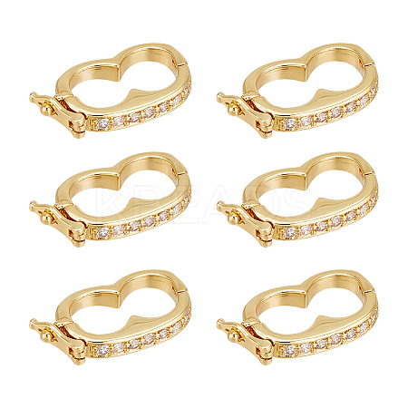 6Pcs Rack Plating Brass Micro Pave Cubic Zirconia Twister Clasps ZIRC-UN0001-08G-1