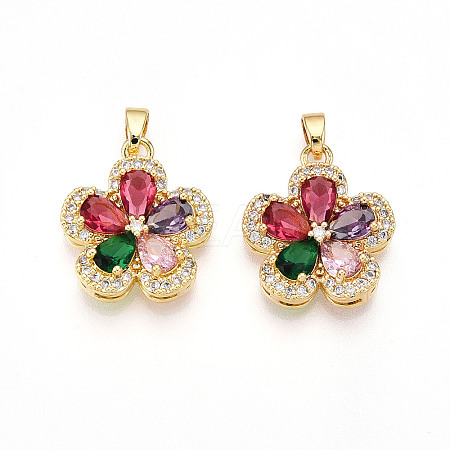 Brass Micro Pave Cubic Zirconia Pendants KK-N257-34G-1
