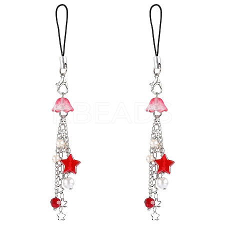 Glass & Acrylic Mobile Straps HJEW-SW00079-06-1