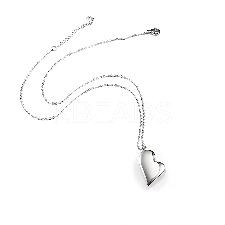 Non-Tarnish Stainless Steel Heart Urn Ashes Pendant Necklace BOTT-PW0007-08-1