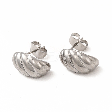 316 Stainless Steel Shell Shape Stud Earrings for Women EJEW-C004-13P-1