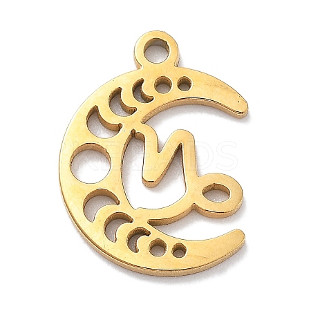 Real 18K Gold Plated 304 Stainless Steel Pendants STAS-R003-02G-02-1
