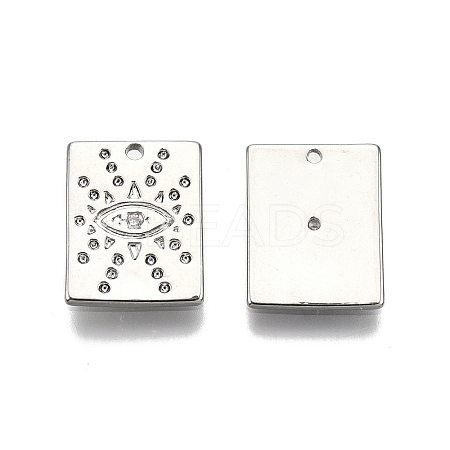 Brass Micro Pave Clear Cubic Zirconia Charms KK-C005-12P-1